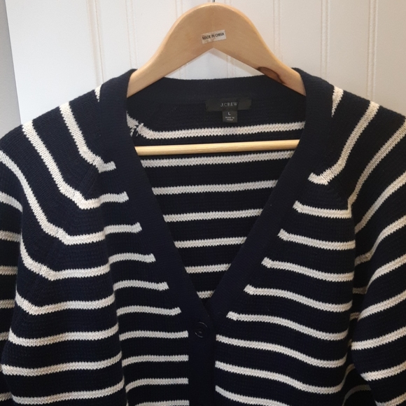 COPY - NWOT 💗 J. CREW Navy Striped Cardigan - Picture 1 of 16